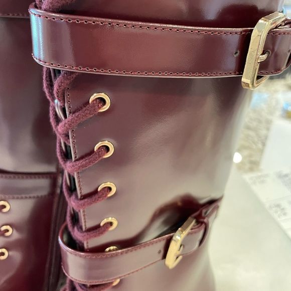 Last Pair!! Oxblood Smooth V-Leather 13 Eye Lace Up/Zippers Combat Boots - NWT - Picture 6 of 8